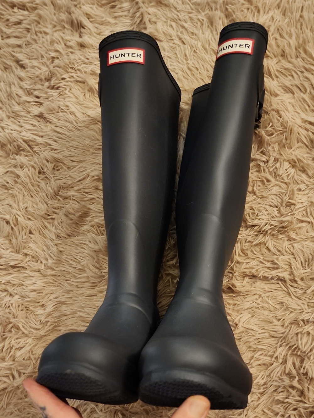 New Dark Gray Matte Hunter Tall Boots Sz 7